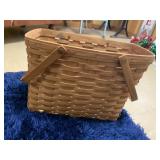 WOVEN WOOD SPLINT BASKET WITH SWING HANDLE,