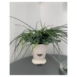 WHITE CERAMIC VASE WITH BROWN BRUSHSTROKE