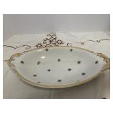 PORCELAIN OVAL SERVING DISH WITH SCALLOPED RIM