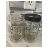 TWO CLEAR GLASS BALL CANNING JARS