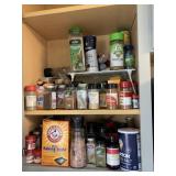 CABINET LOT OF ASSORTED SPICES, SEASONINGS AND