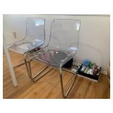 SET OF 4 MODERN CANTILEVER CHAIRS WITH CLEAR