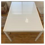 WHITE RECTANGULAR DINING OR WORKTABLE WITH GLASS
