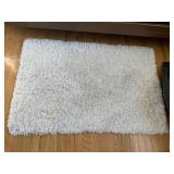 RECTANGULAR SHAG RUG IN CREAM/OFF-WHITE WITH LONG