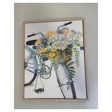 FRAMED PRINT OR WATERCOLOR DEPICTING BICYCLE WITH