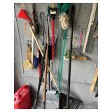 LARGE ASSORTMENT LAWN AND GARDEN TOOLS, GAS CAN,