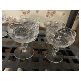 4 WATERFORD CLEAR CUT CRYSTAL GOBLETS WITH DIAMOND