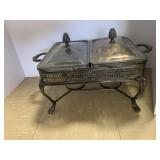 SILVER-PLATED RECTANGULAR SERVING STAND WITH