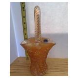 AMBER CARNIVAL IMERIAL GLASS VASE WITH FLARED