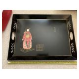 YAMOTO DOLL METAL TRAY HAND PAINTED IN CALIFORNIA