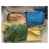 GREEN AND YELLOW FRINGED EDGE TWIN BLANKETS,