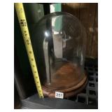 CLEAR GLASS GLOBE-FORM VESSEL WITH WOODEN