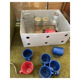 MUGS, VASES, JARS, CD PLAYER, SMALL FAN