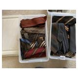 2 SHOE BOX BINS FULL OF VINTAGE NECK TIES