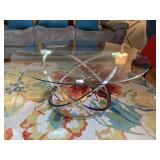 CONTEMPORARY GLASS AND METAL COFFEE TABLE WITH