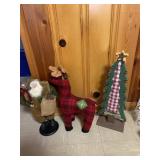 WOODEN CHRISTMAS TREE SHELF PAINTED GREEN WITH