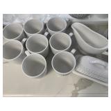 GROUP OF WHITE-GLAZED CERAMIC TABLEWARE INCLUDING