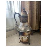 SILVER PLATE AND GLASS COFFEE WARMER