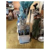 GOLF CLUBS INCLUDING CLUB SQUIRE CADDY IN LARGE