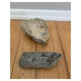 TWO ROUGH STONE OR MINERAL SPECIMENS, ONE