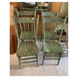 4 GREEN PAINTED DINING ROOM CHAIRS