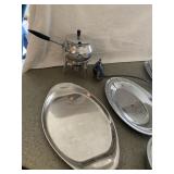 CLEAR SWIRLED ART GLASS VASE, SILVER PLATE