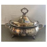 SILVER PLATE CHAFFING DISH WITH PYREX GLASS LINER