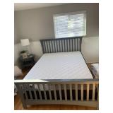 GRAY-PAINTED WOOD PLATFORM BED FRAME 86"W WITH