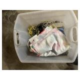 WHITE PLASTIC STORAGE BIN WITH MOLDED HANDLES