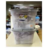 2 12-GAL FLIP TOP STORAGE TOTES FILLED WITH