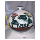 ORIENTAL CHINESE SQUAT VASE HAND PAINTED VILLAGE