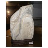 CALCITE CRYSTAL CARVED SCULPTURE ON STAND