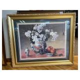 33X27 FRAMED AND MATTED FLORAL VASE STILL LIFE,