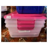 4 STORAGE TOTES W/ SNAP ON LIDS 32 QUARTZ