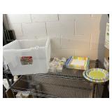 PAPER PLATES, NAPKINS, FLIP TOP STORAGE BIN