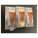 THREE HOPSIDE DOWN CUPS