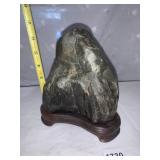JAPANESE SUISEKI STONE ON WOOD STAND