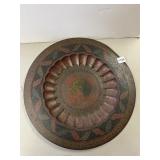 HAND PAINTED COPPER PEACOCK PLATTER