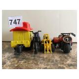 VINTAGE DIE-CAST TOYS - DUMP TRUCK, FORKLIFT,