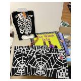 8 SPIDER WEB CLOTH PLACEMATS, SKELETON APRON, THE