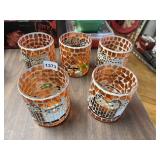 6 MATCHING OWL MOSAIC CANDLE HOLDERS