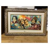 FRAMED TIBOR DAVID CLOWN PRINT ON BOARD WITH