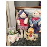 CHICK, 2 STANDING BUNNIES, EASTER BASKET