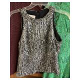 ALFANI BLACK DRESS W/ FRINGE FRONT SZ 4, BCBG