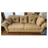 TAN LOVE SEAT 92' W BY 37' D X 32' H