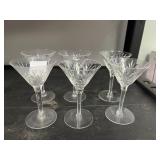 6 CRYSTAL CORDIAL GLASSES