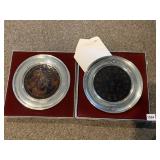 REIMS CATHEDRAL-STAINED GLASS PLATE W/ PEWTER