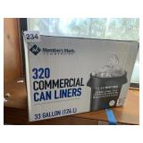 NEW BOX OF 320 COMMERCIAL 33 GALLON CAN LINERS