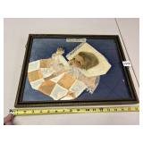 VICTORIAN BABY MOURNING MEMORIAL FRAMED UNDER