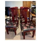 ROSEWOOD CHAIRS WITH CARVED BACK BLACK AND GOLD